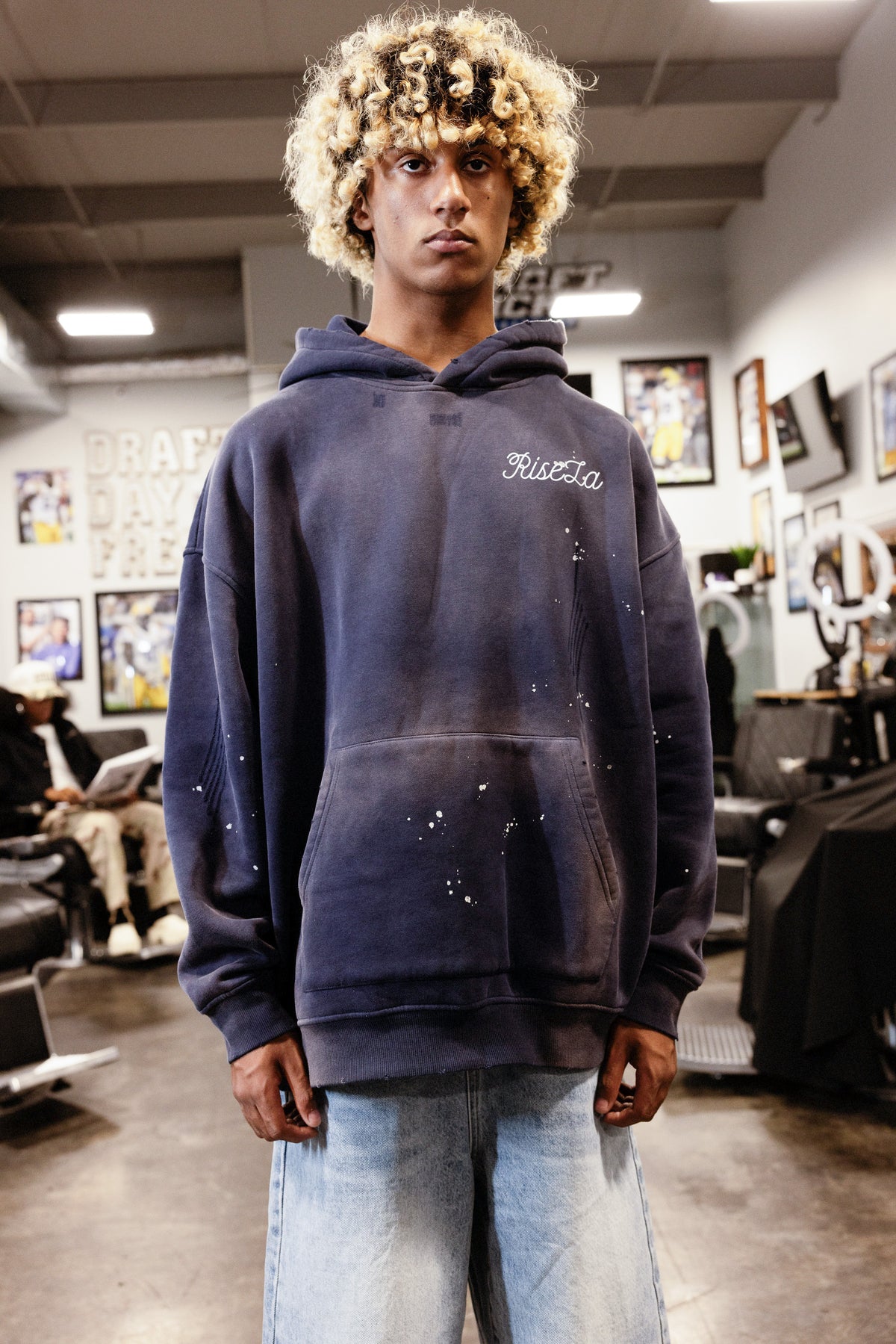 Frayed Hoodie Navy