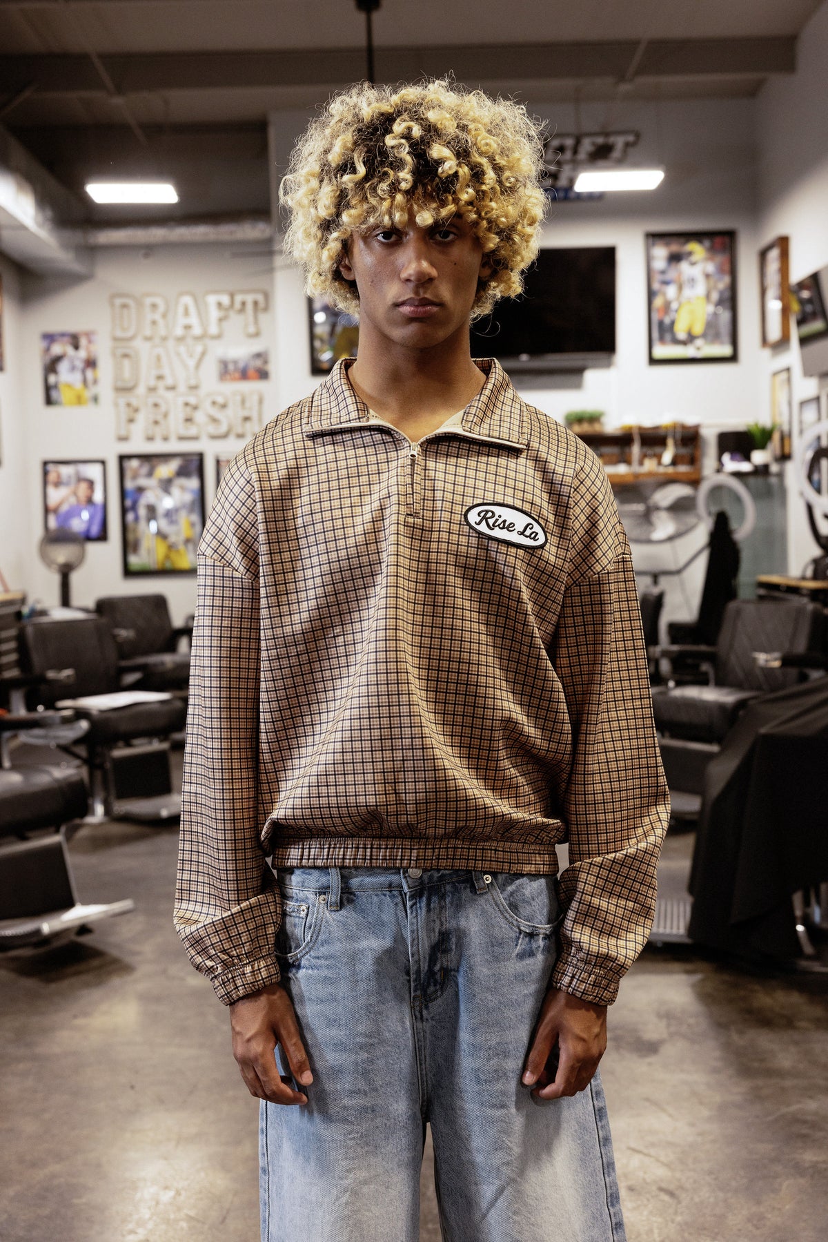 Plaid Quarter-zip
