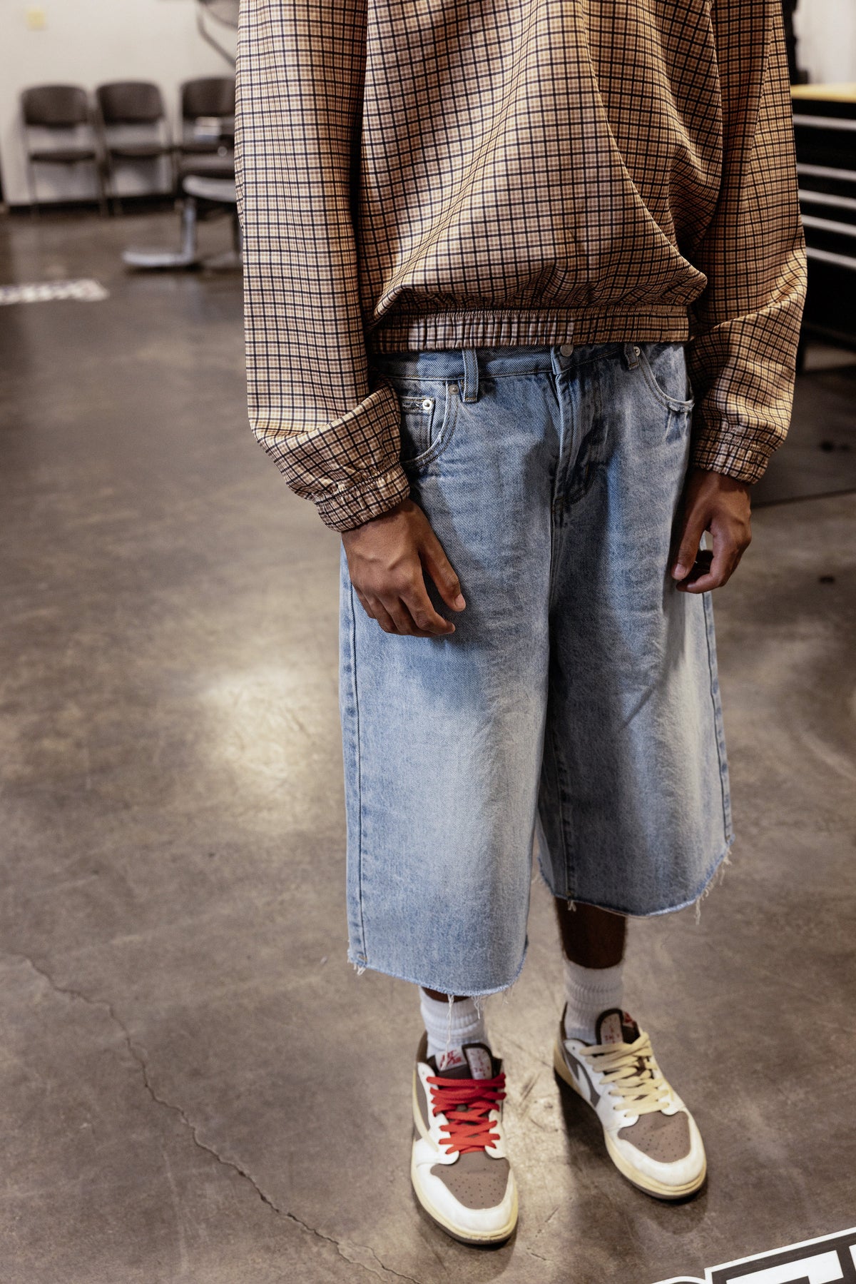 Unisex Vintage Wide Leg Denim Shorts