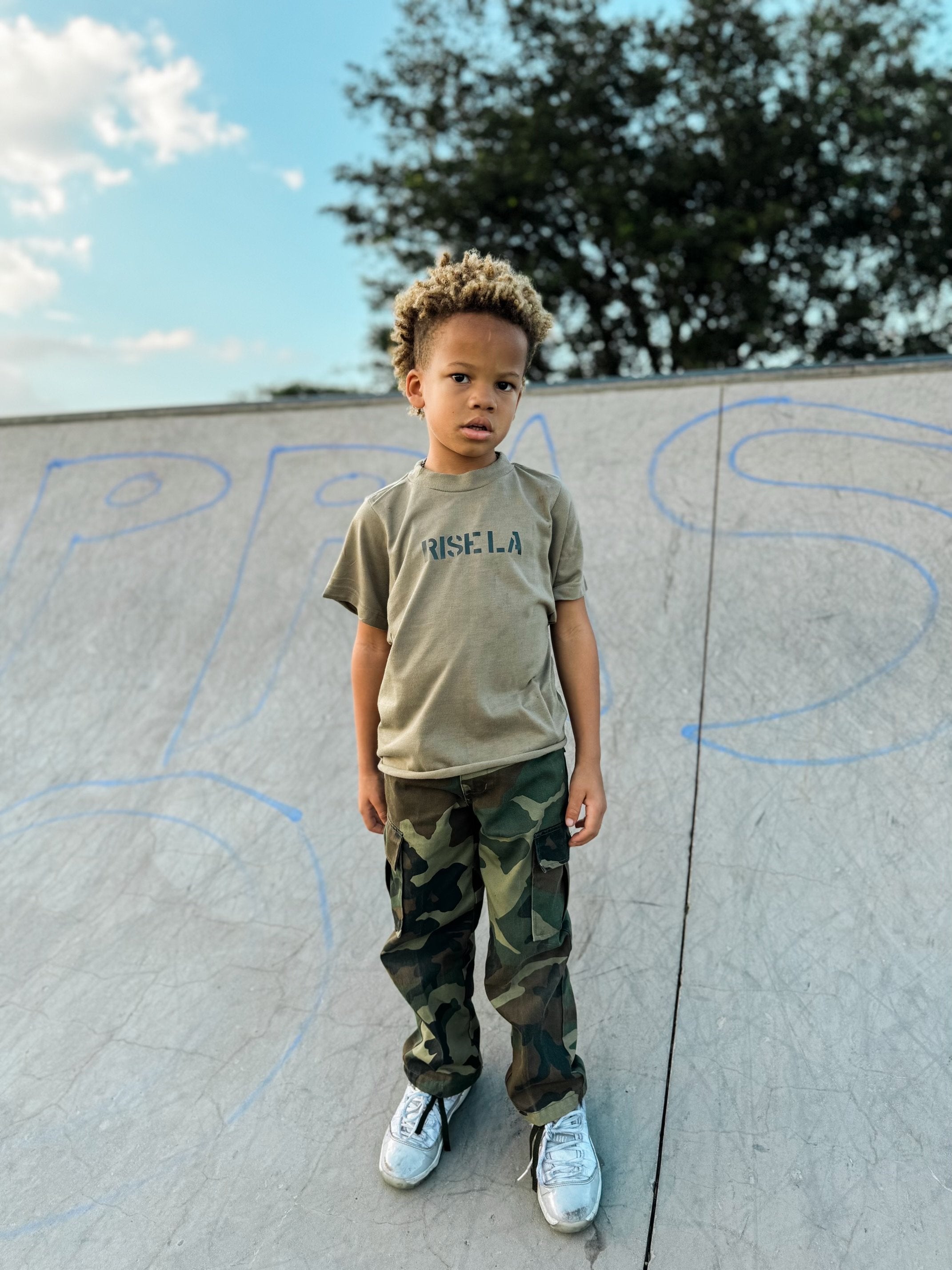 Kids Olive Puff Tee